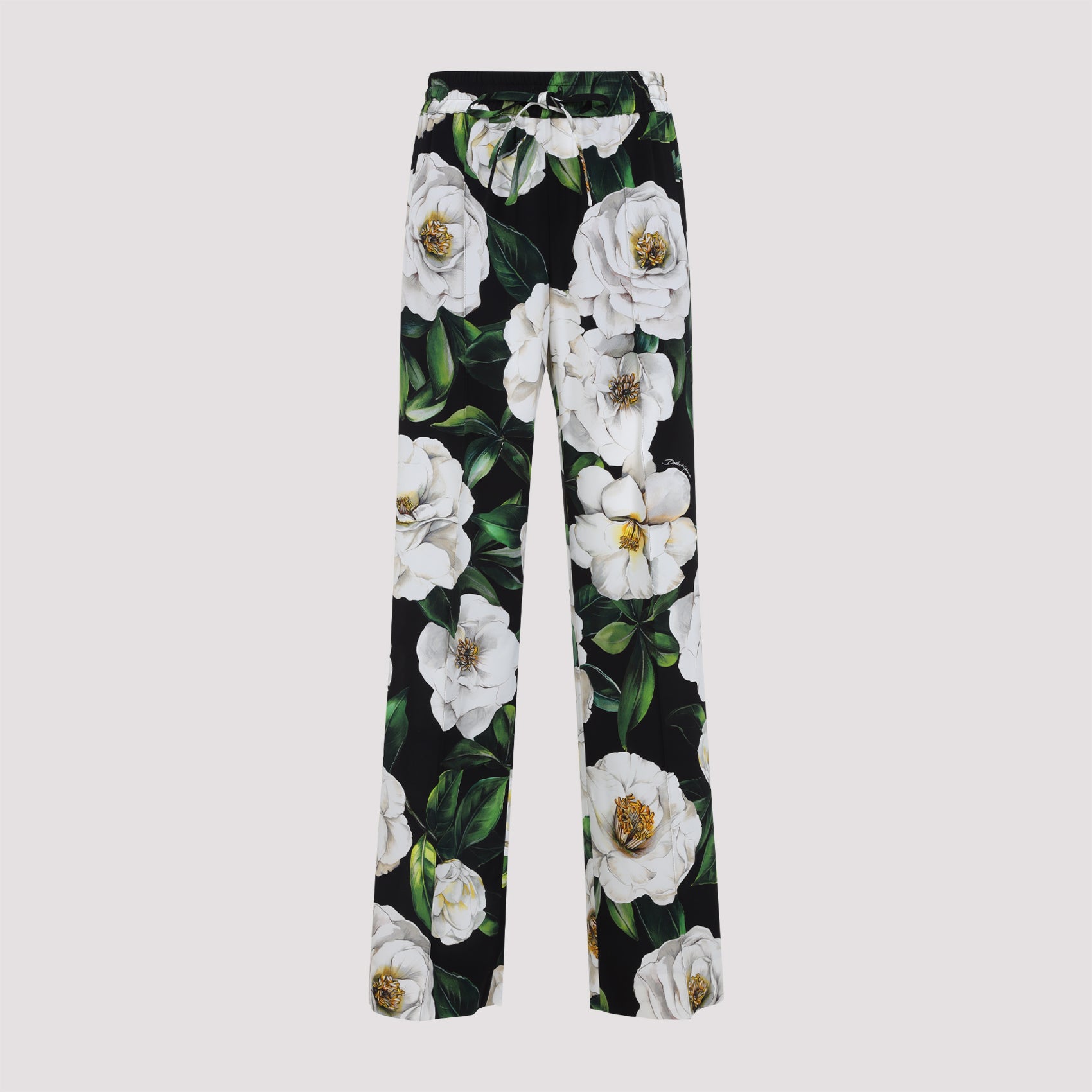 DOLCE & GABBANA Printed Silk Pants with Elastic Waistband for Women - SS25