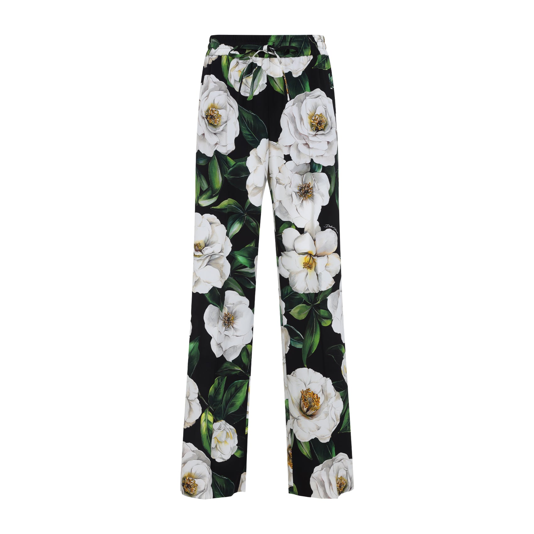 DOLCE & GABBANA Printed Silk Pants with Elastic Waistband for Women - SS25
