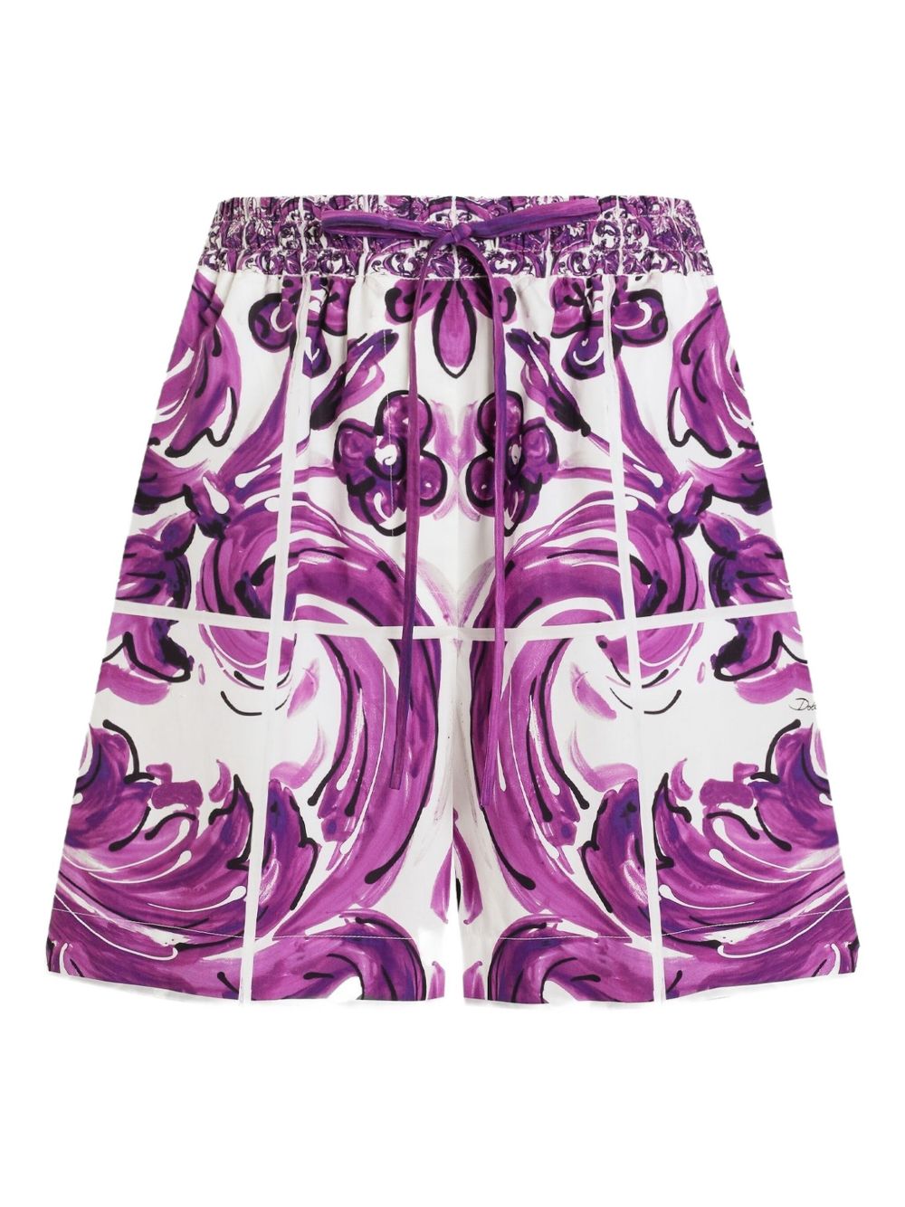 DOLCE & GABBANA Cotton Shorts with Maiolica Print