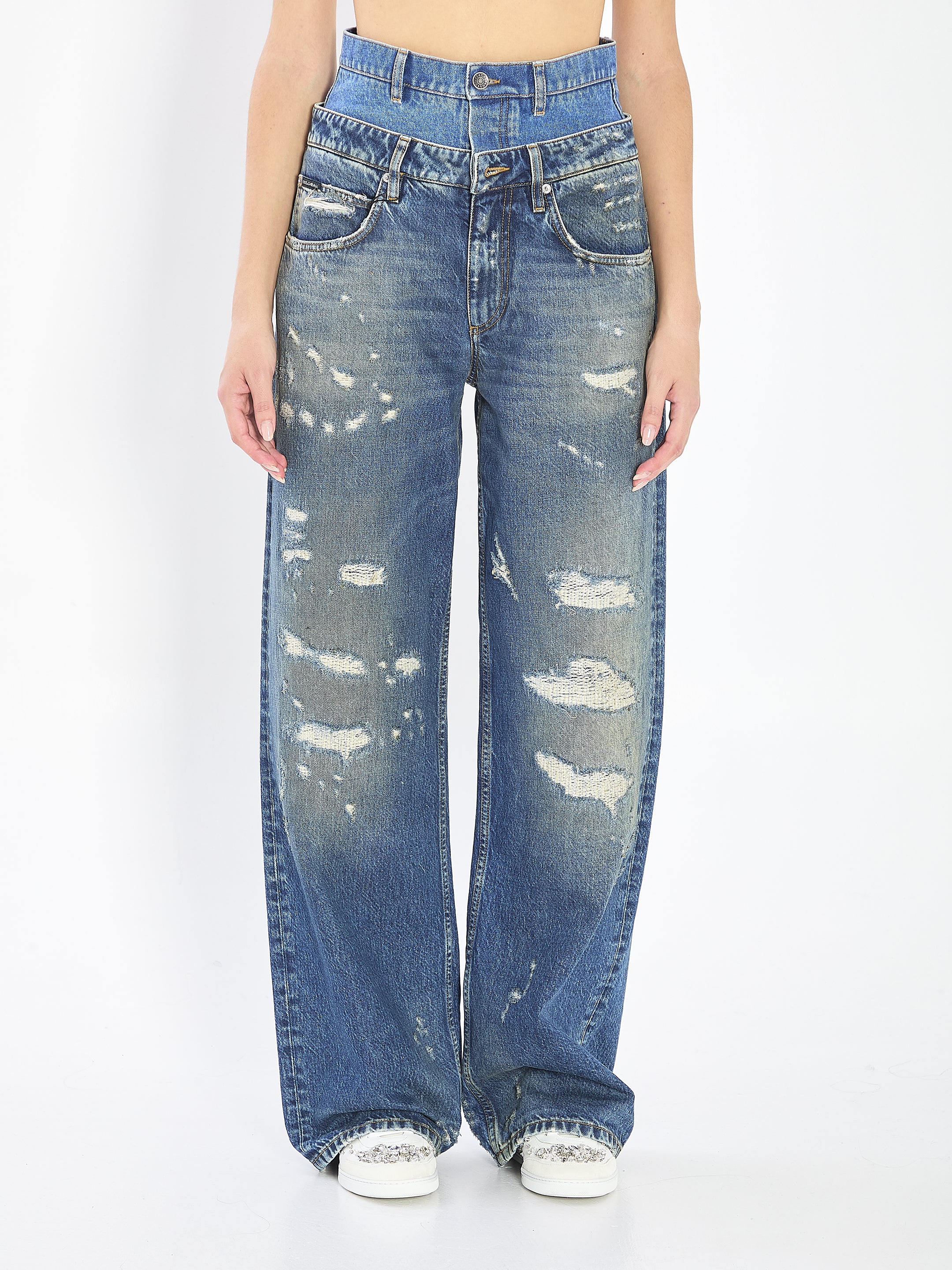 DOLCE & GABBANA Double-Waisted Denim Jeans - 38 IT