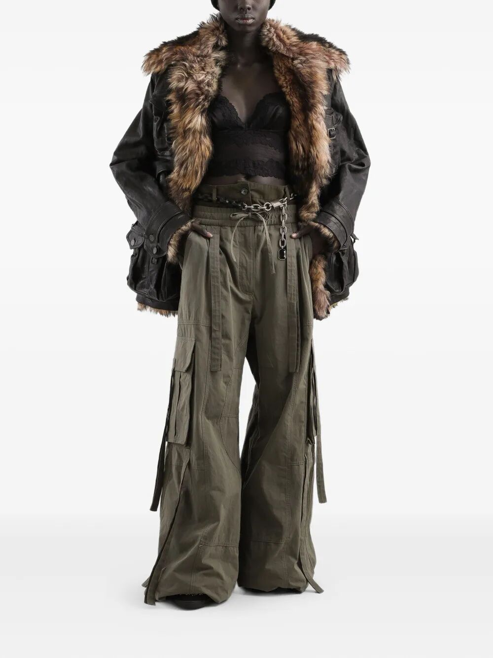 DOLCE & GABBANA Waxed Faille Cargo Trousers - Low Waist