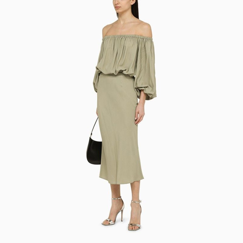 FEDERICA TOSI Silk Blend Top with Elasticated Boat Neck and Long Sleeves