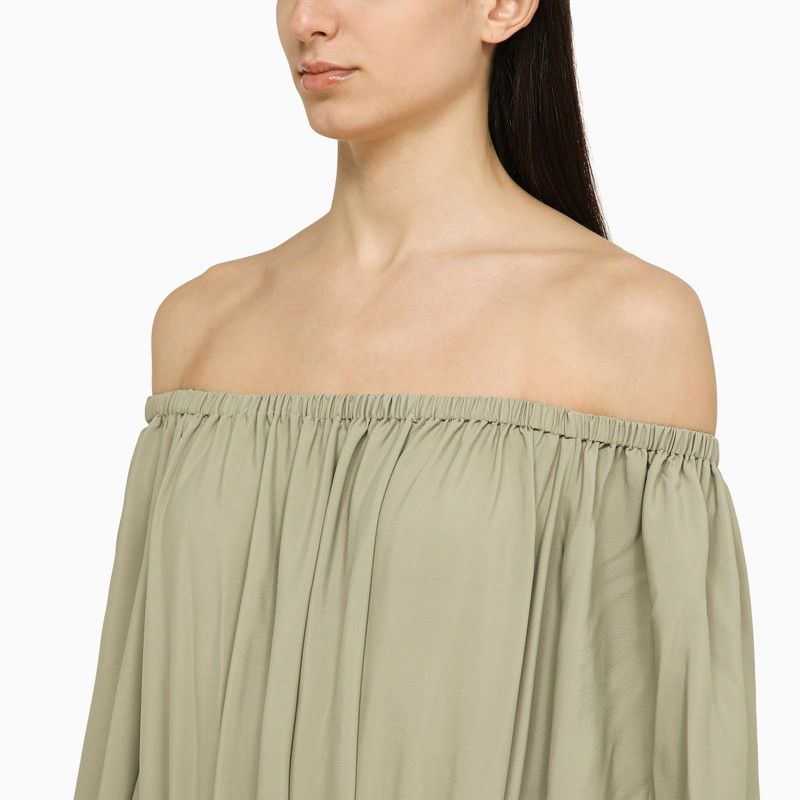 FEDERICA TOSI Silk Blend Top with Elasticated Boat Neck and Long Sleeves
