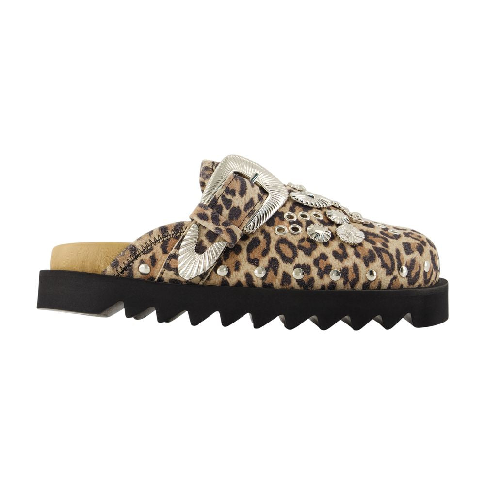 TOGA PULLA Leopard Printed Suede Flat Sandals for Women