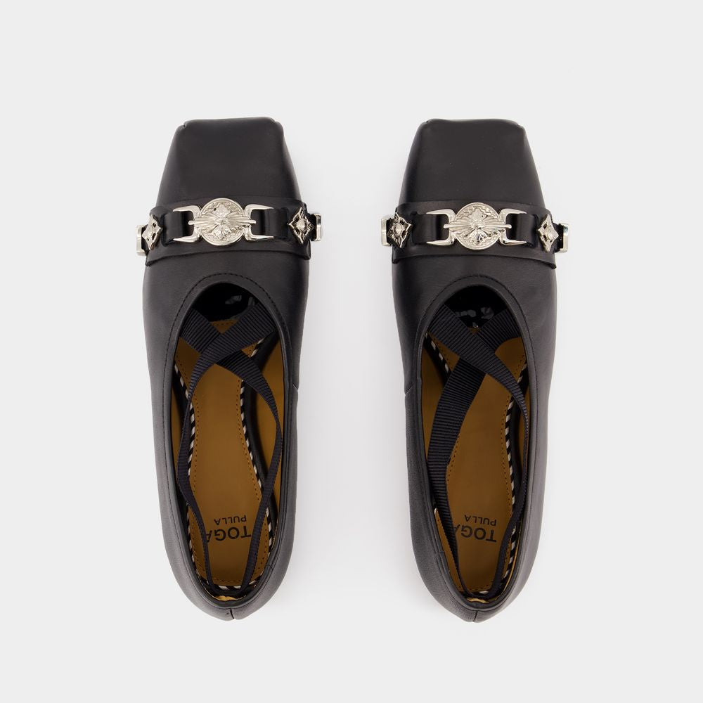 TOGA PULLA Ballet-Inspired Leather Ballerinas for Women
