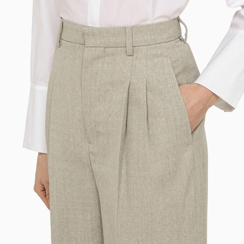 AMI PARIS Light Heather Grey Women's Trousers