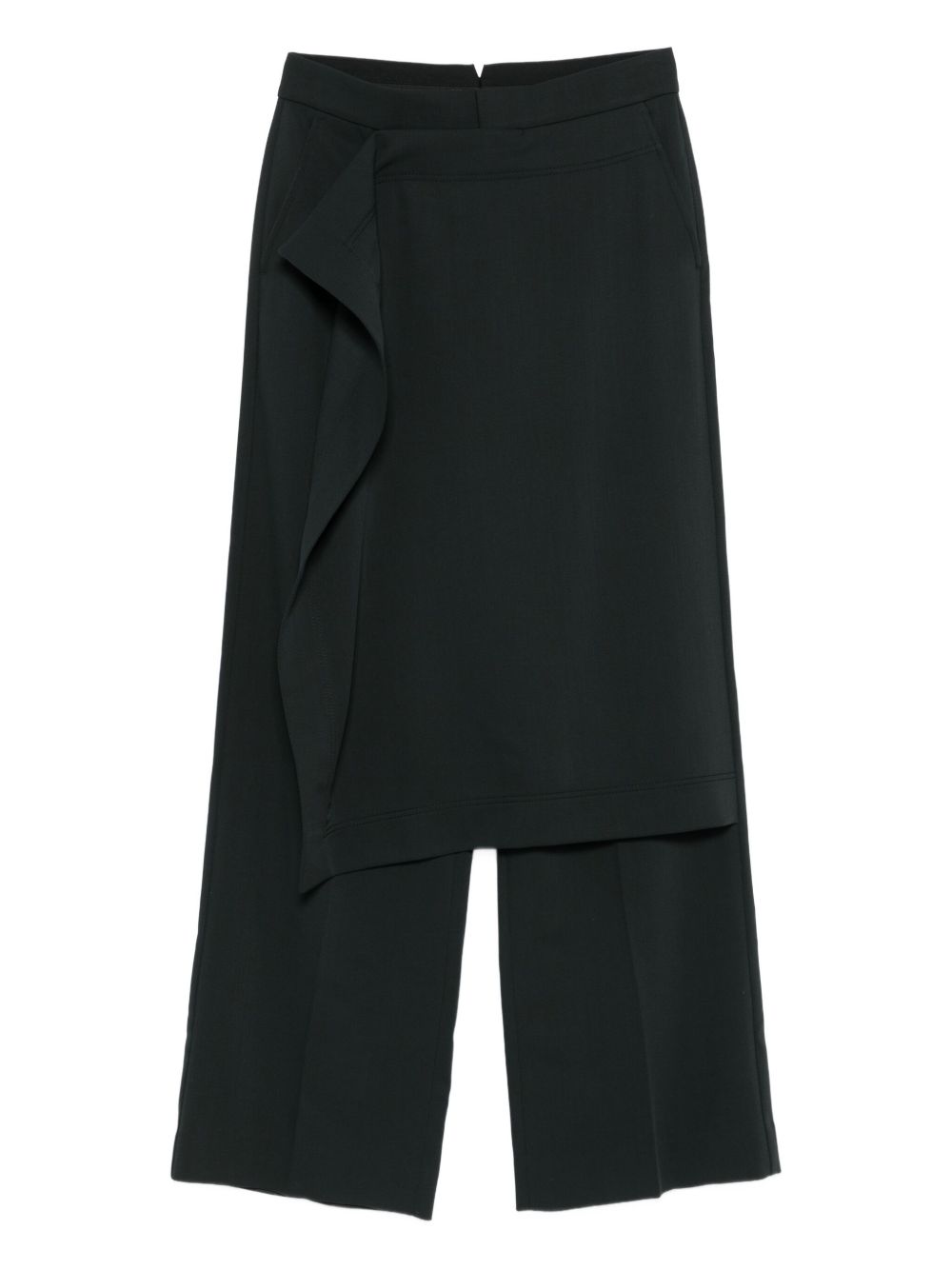 AMI PARIS Layered Women's Wool Trousers with Ruffled Overlay