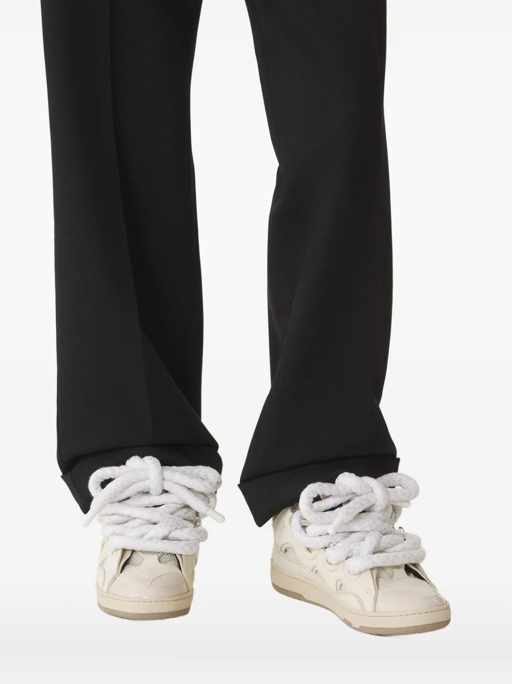 LANVIN Curb Sneaker in Leather with Snake Laces