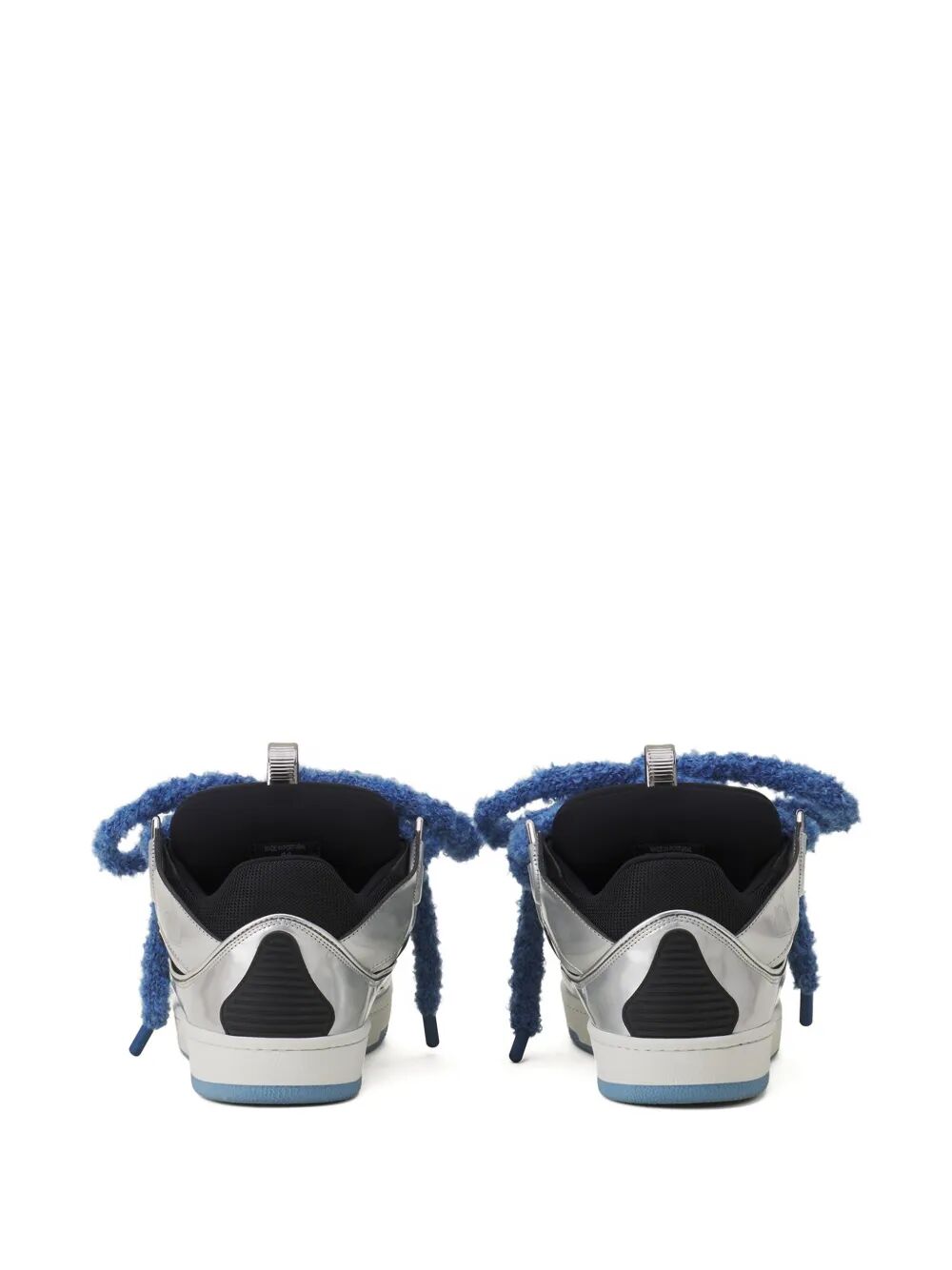 LANVIN Curb Metallic Leather Sneakers with Mesh Laces - Men's