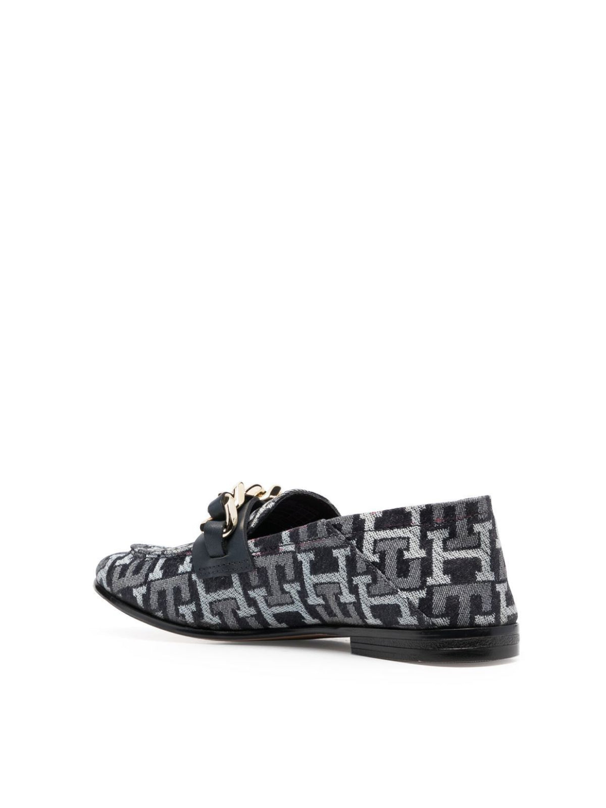TOMMY HILFIGER Chain Detail Monogram Denim Loafers