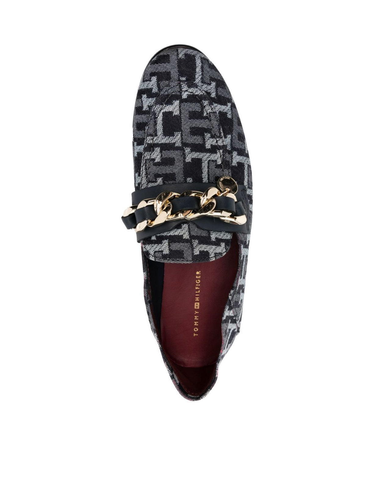 TOMMY HILFIGER Chain Detail Monogram Denim Loafers