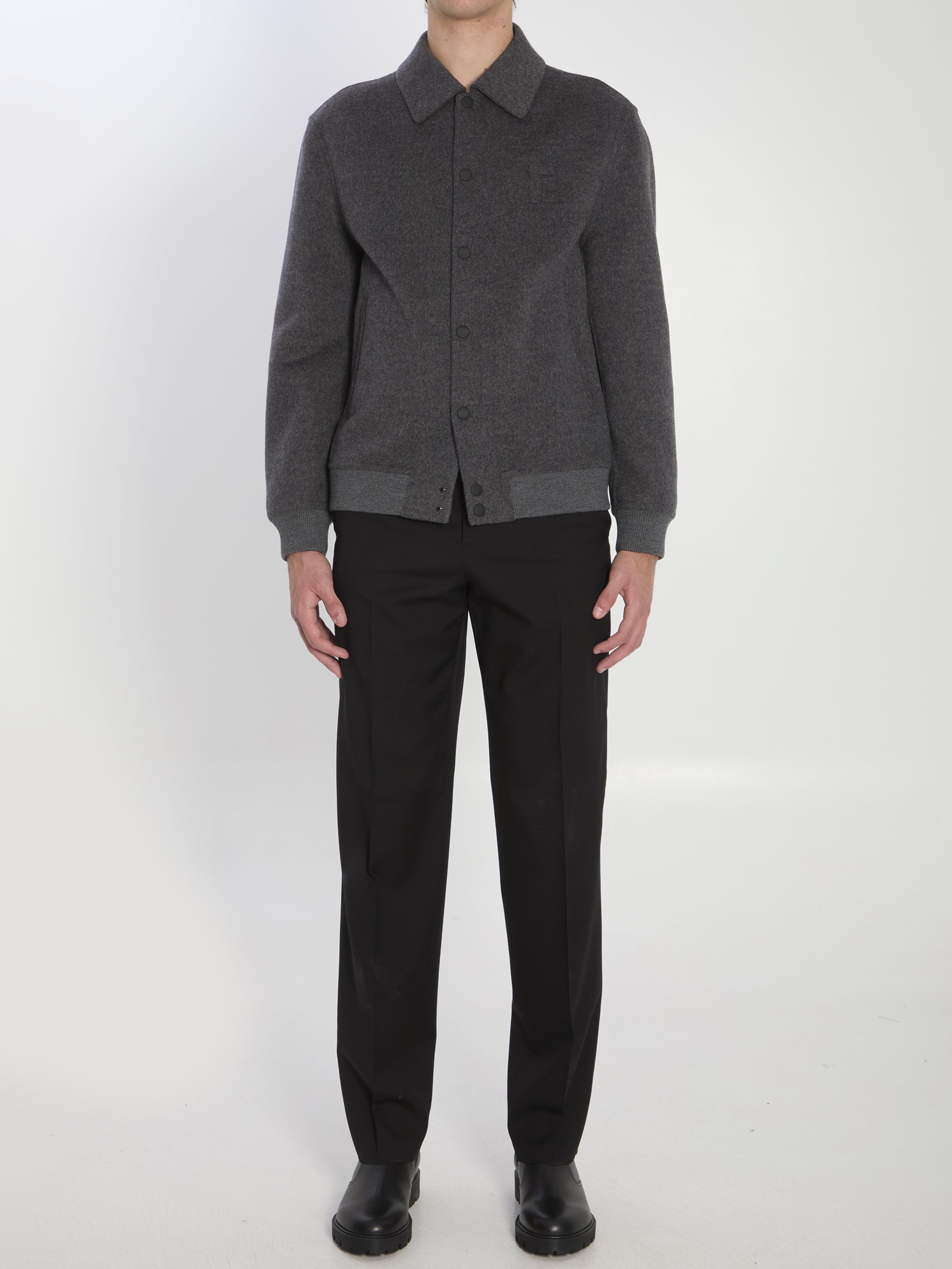 FENDI Men's Wool Bomber Jacket - Regular Fit IT 50