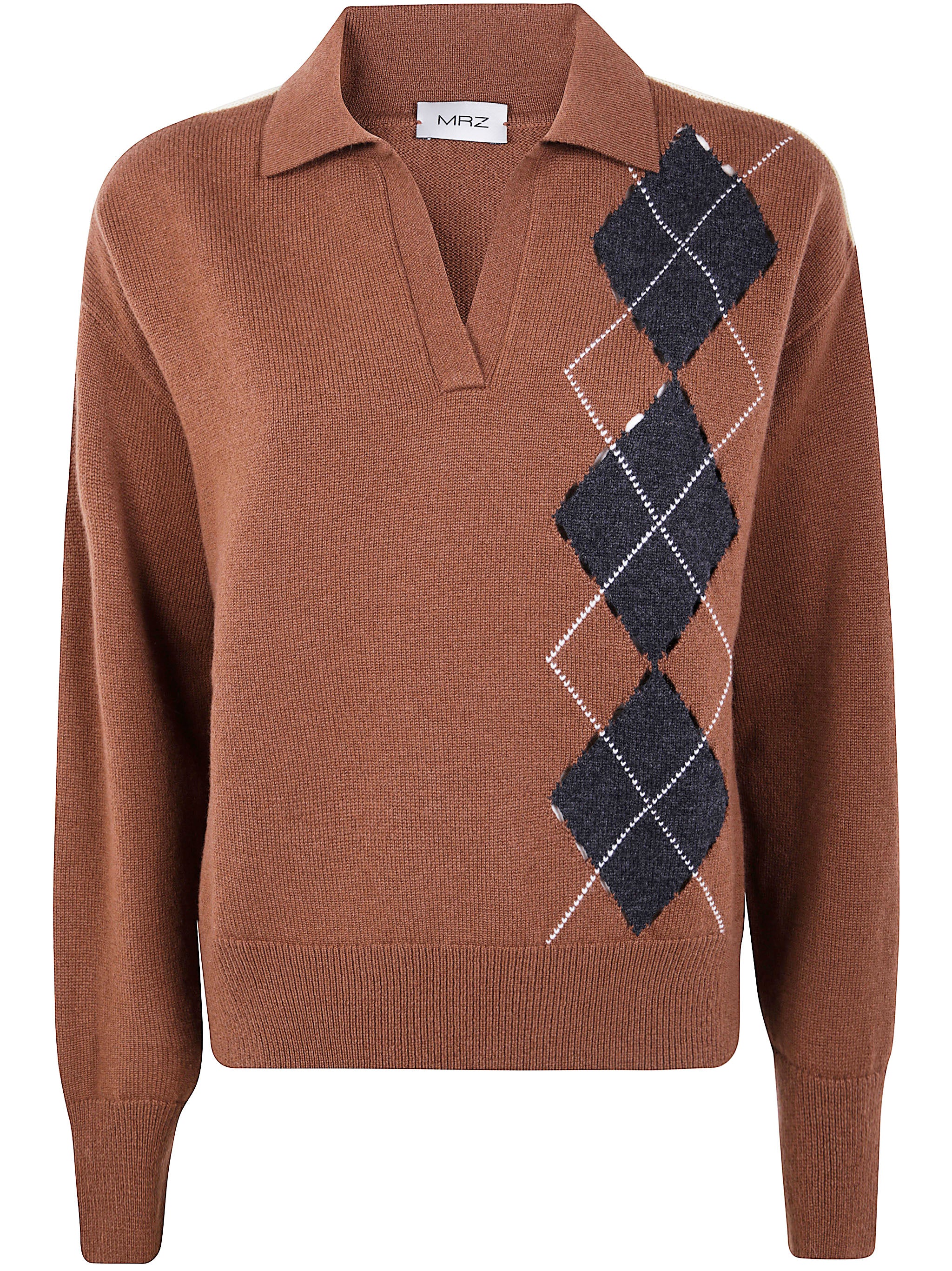 MRZ Long Sleeve Intarsia Knit Polo