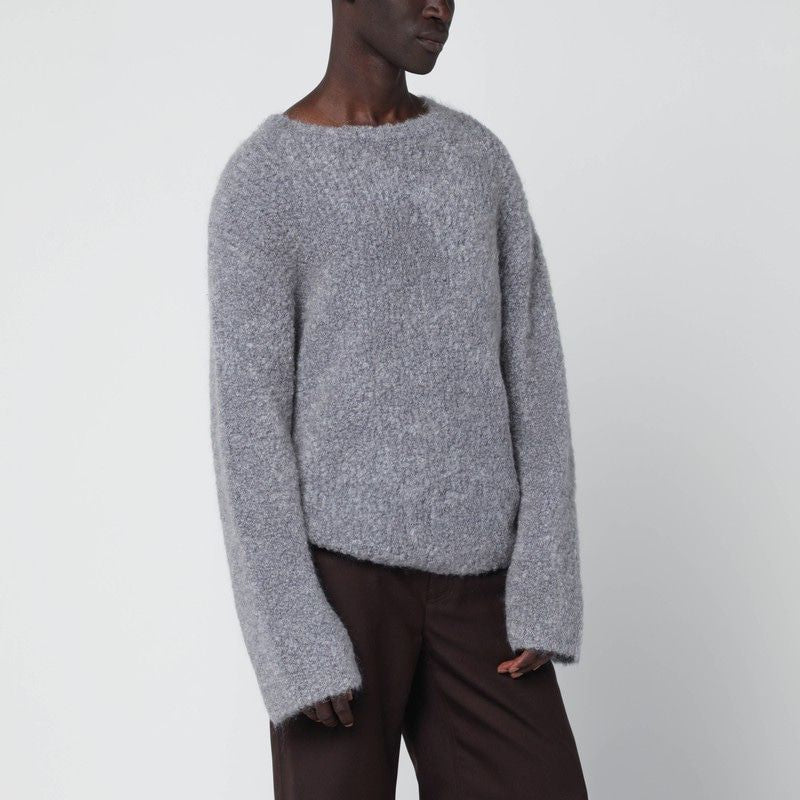 SÉFR Men's Bouclé Yarn Crew-Neck Sweater with Boxy Fit