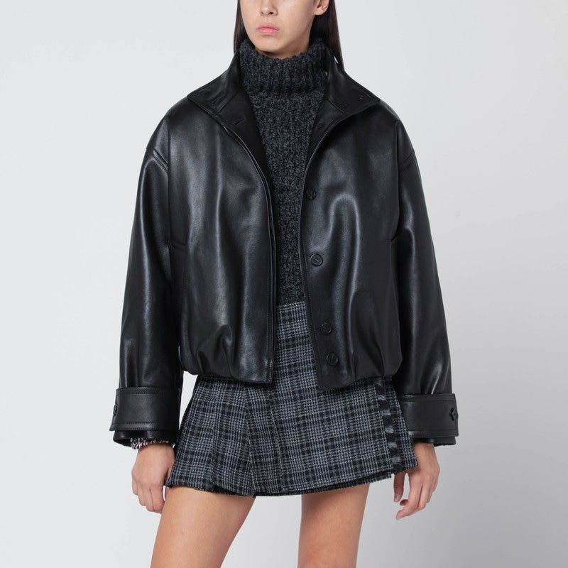 DURAZZI MILANO Wide Leather Bomber Jacket