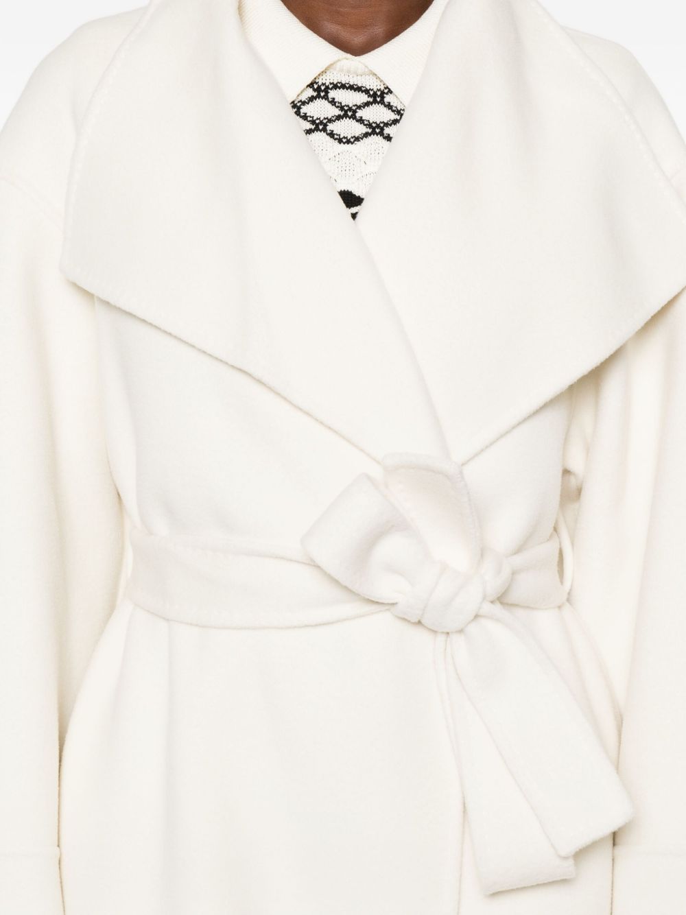 SOFT GOAT Soft Wool Blend Scarf Jacket with Adjustable Waist Belt for Women