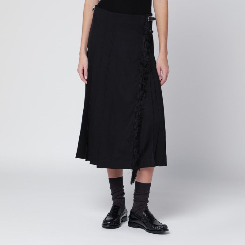 DURAZZI MILANO Wrap Midi Skirt in Virgin Wool