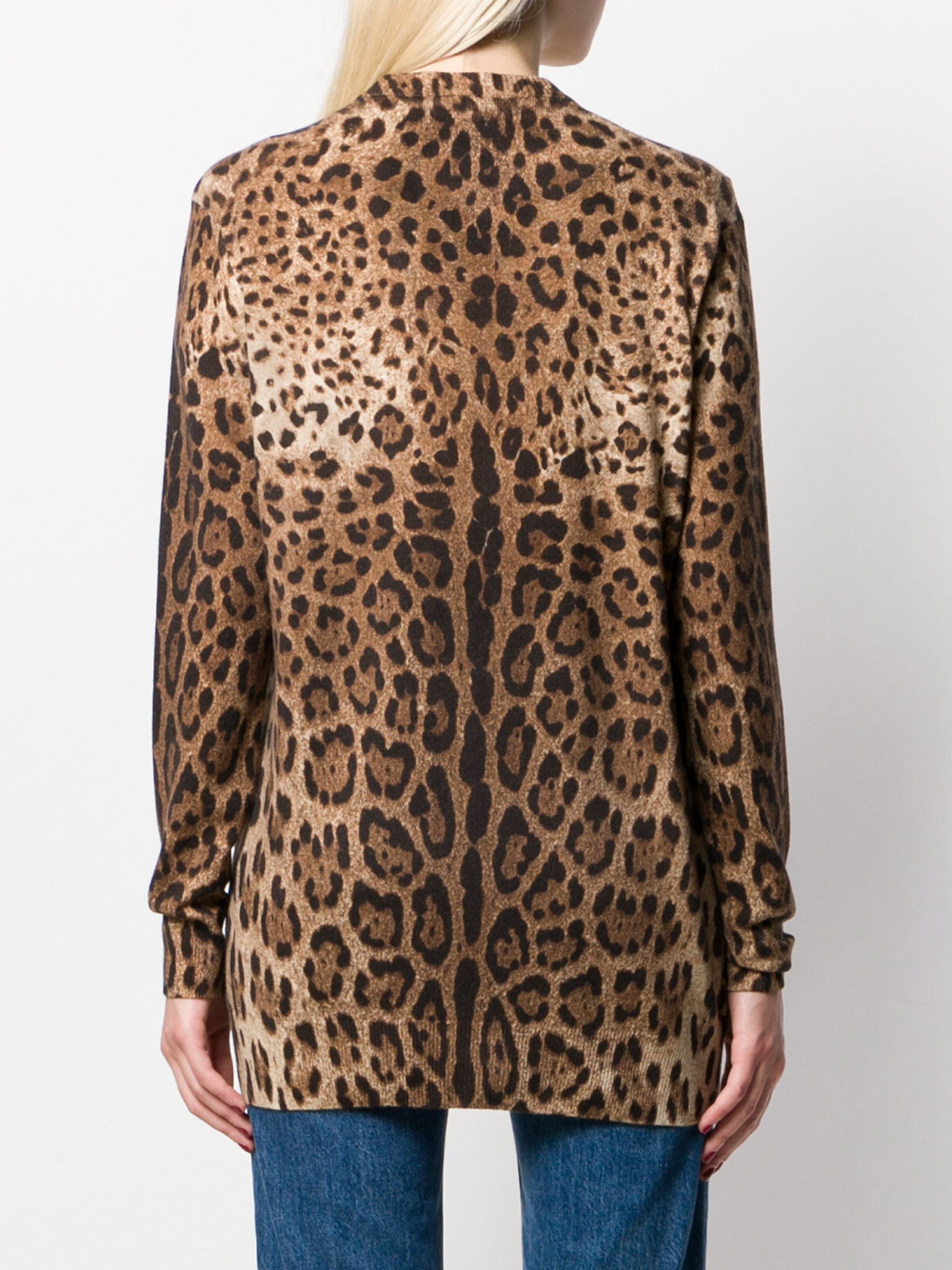 DOLCE & GABBANA Leopard Print Cashmere Cardigan