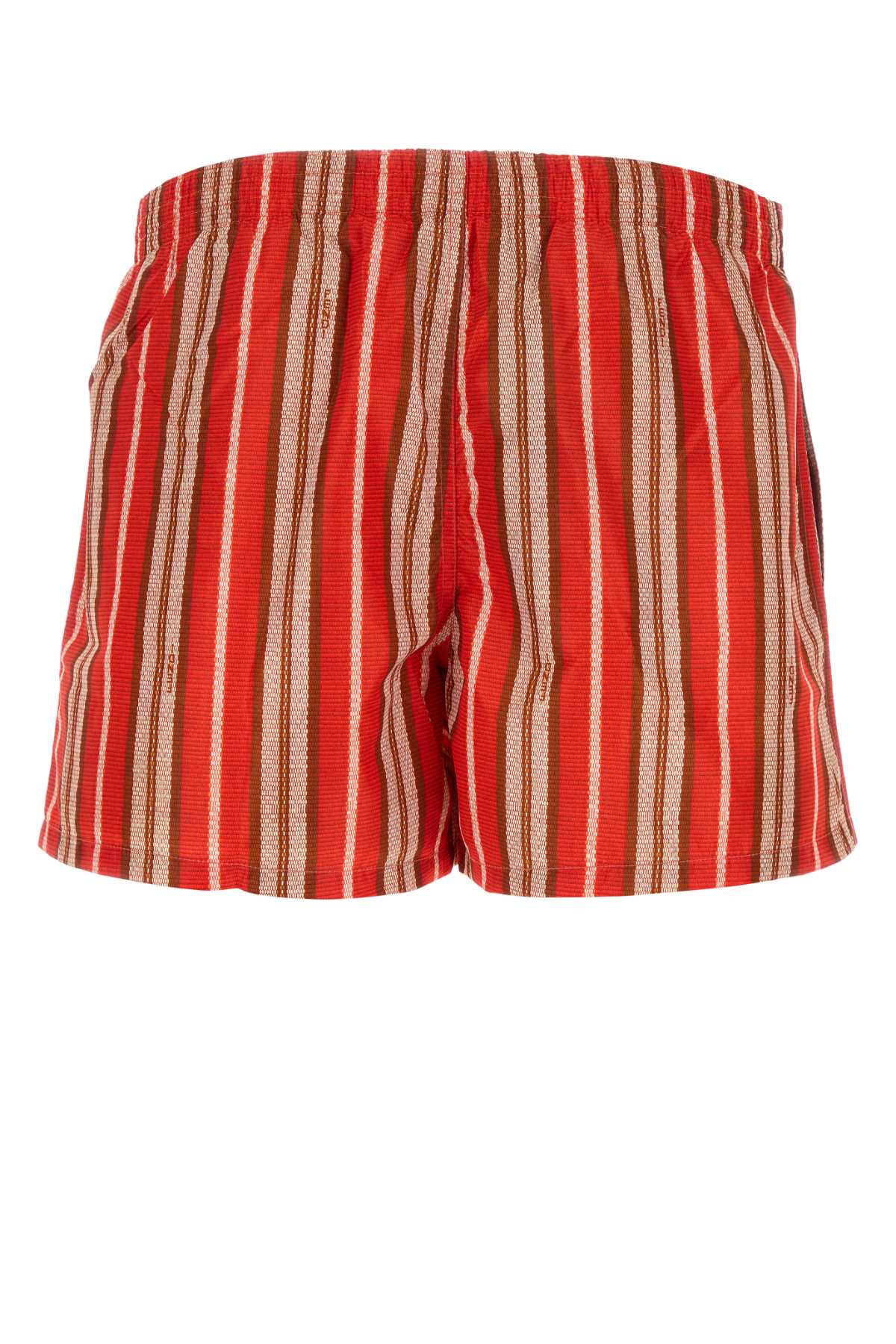FENDI Men's Striped Stretch Nylon Swimming Shorts