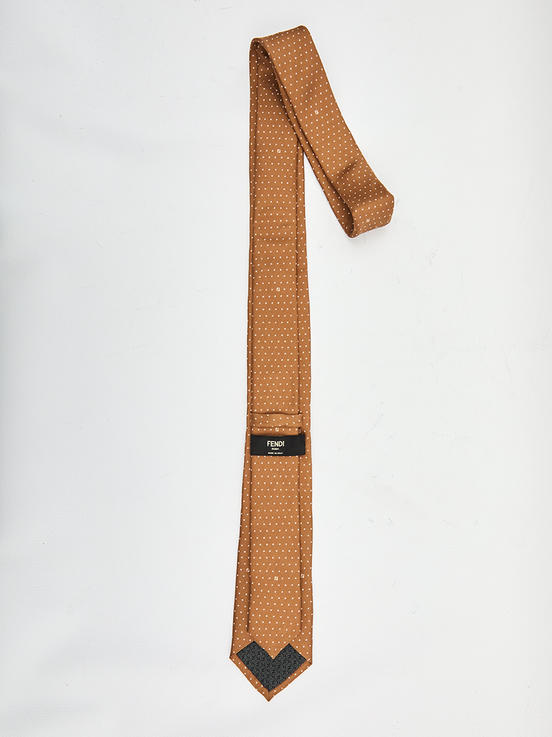 FENDI Silk Tie with Micro Polka Dot Pattern - 6.5 cm Width