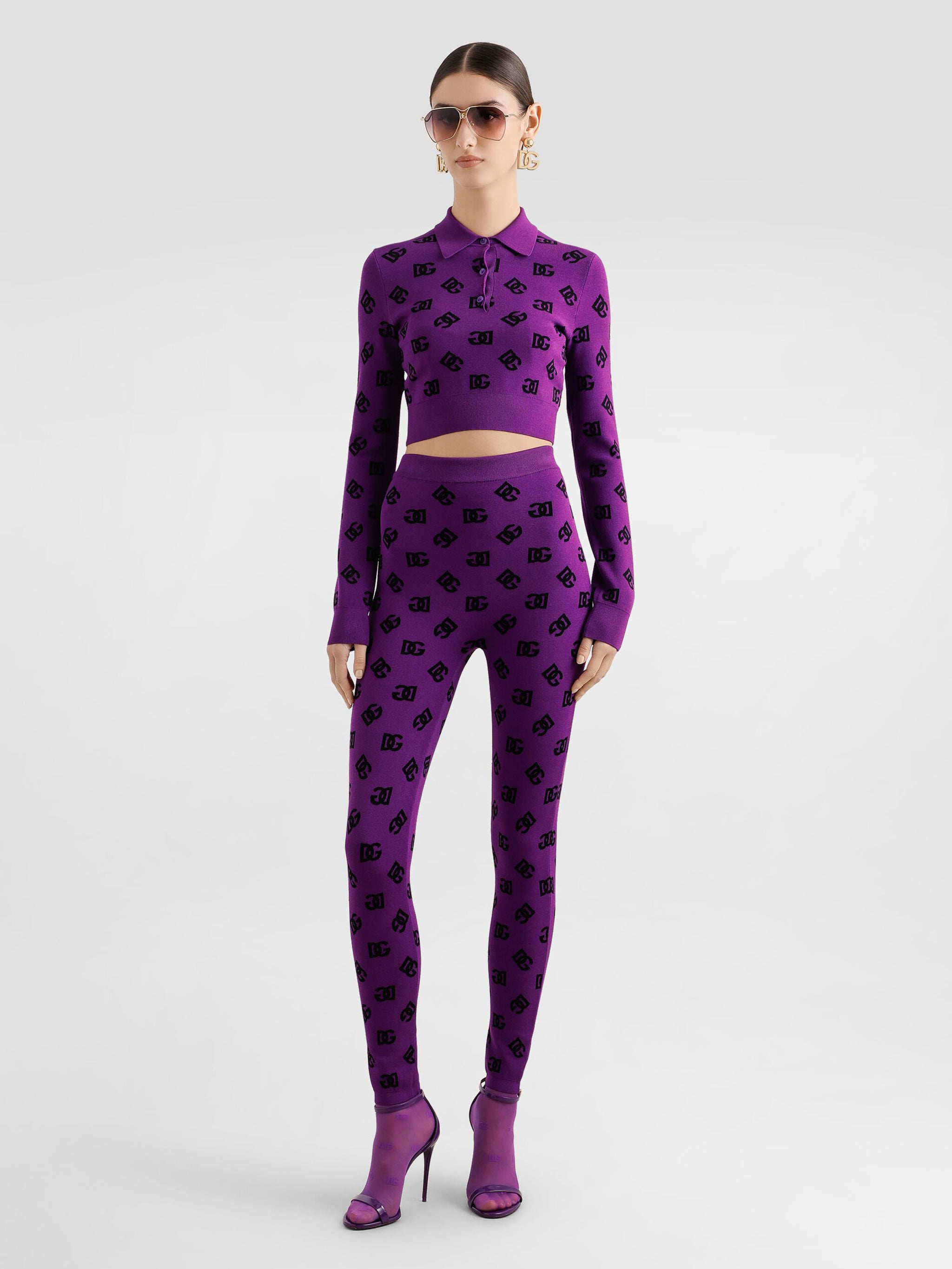 DOLCE & GABBANA High-Waist Printed Jacquard Leggings - Size 40