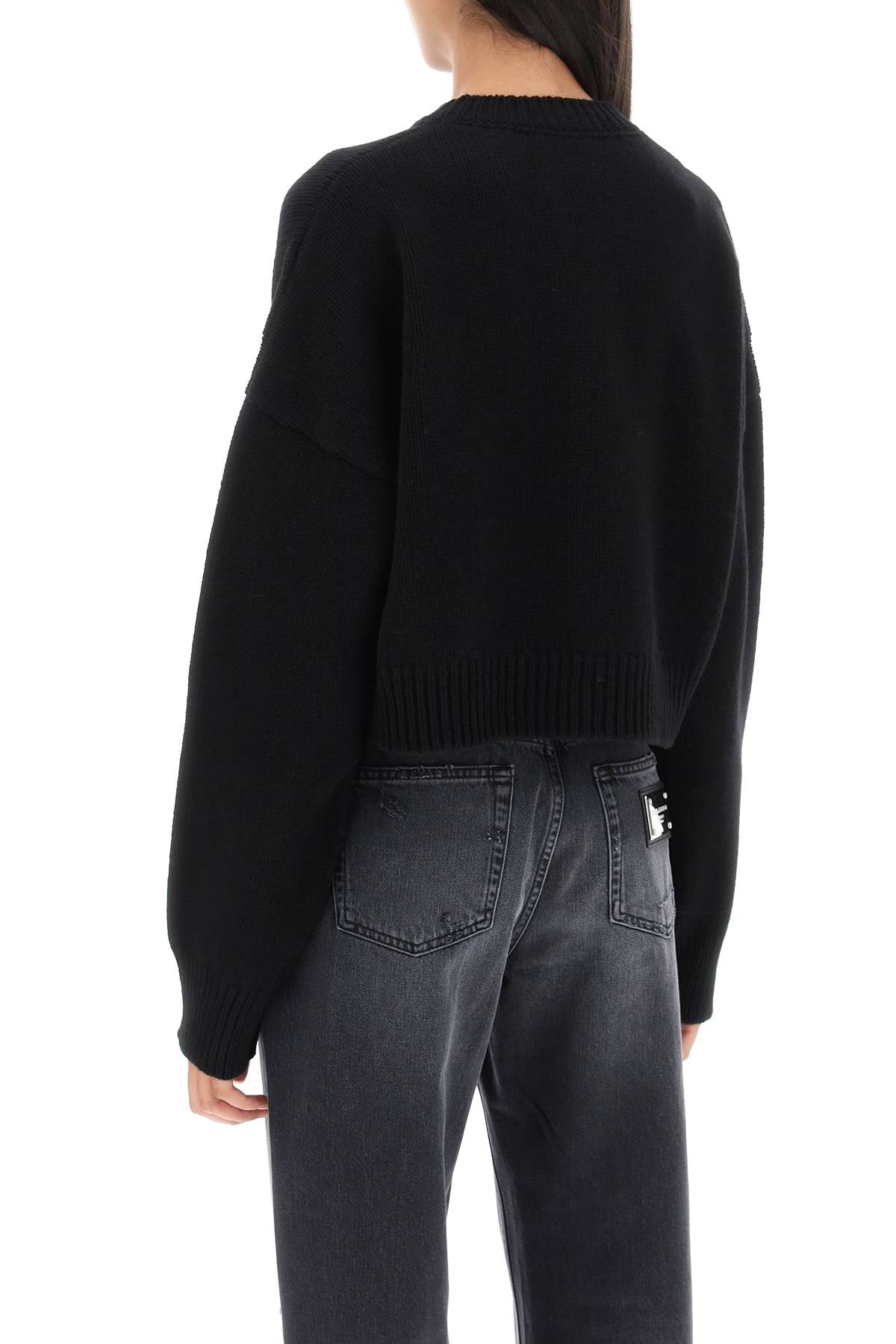 DOLCE & GABBANA Cropped Virgin Wool and Cashmere Pullover