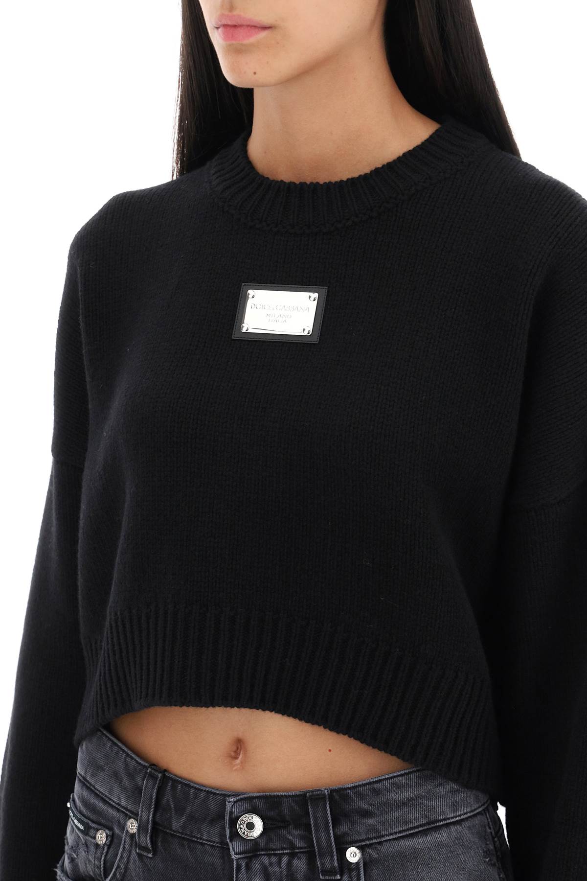 DOLCE & GABBANA Cropped Virgin Wool and Cashmere Pullover