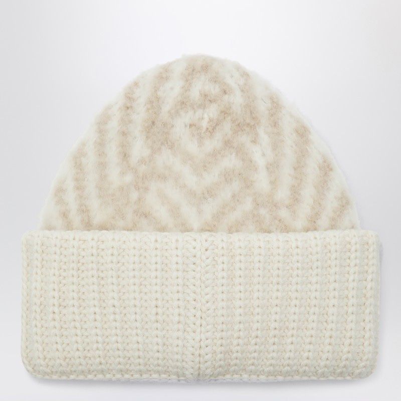 FENDI Chevron Alpaca Beanie with Turned-Up Brim