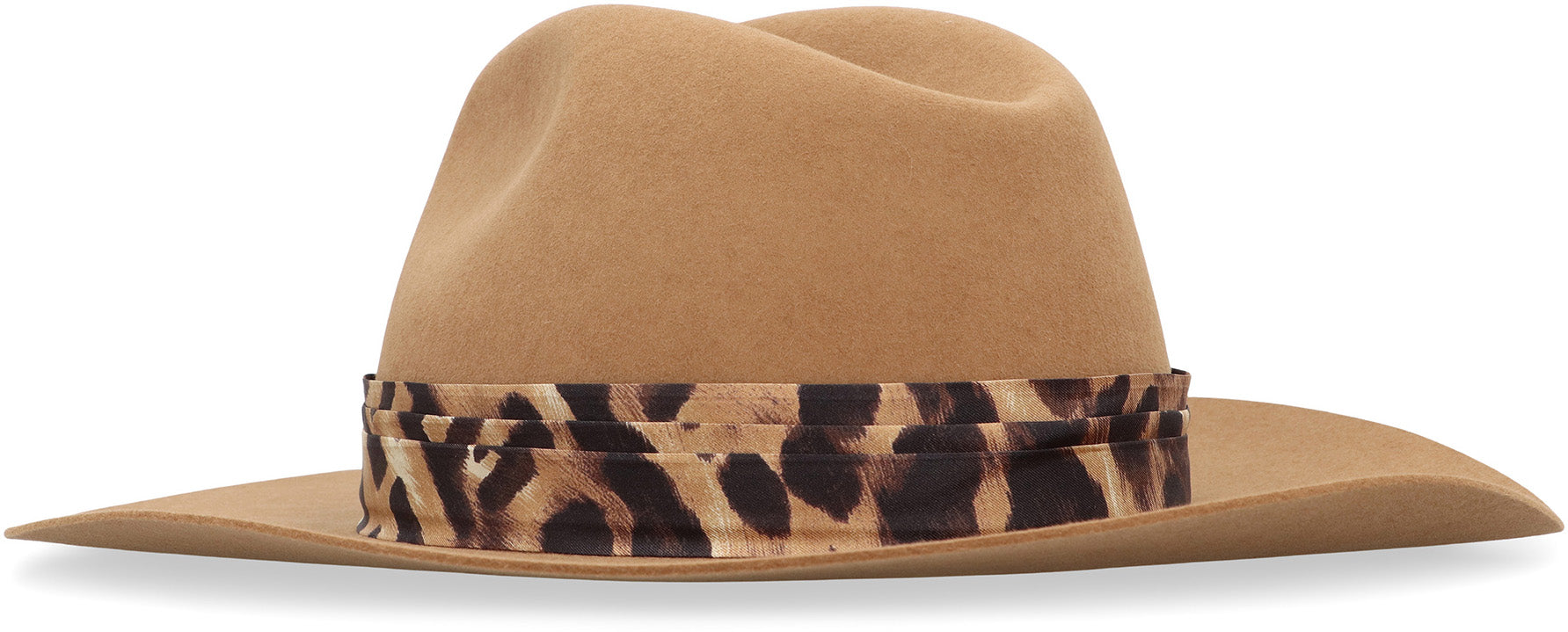 FENDI Wool Felt Hat with Removable Animal Print Ribbon