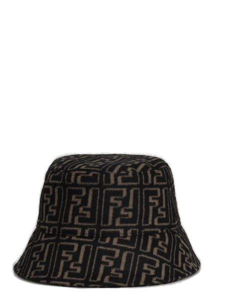 FENDI Logo Printed Raffia Bucket Hat