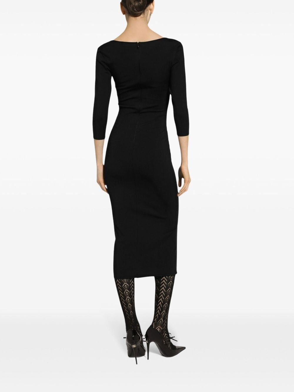 DOLCE & GABBANA Logo Plaque Midi Dress
