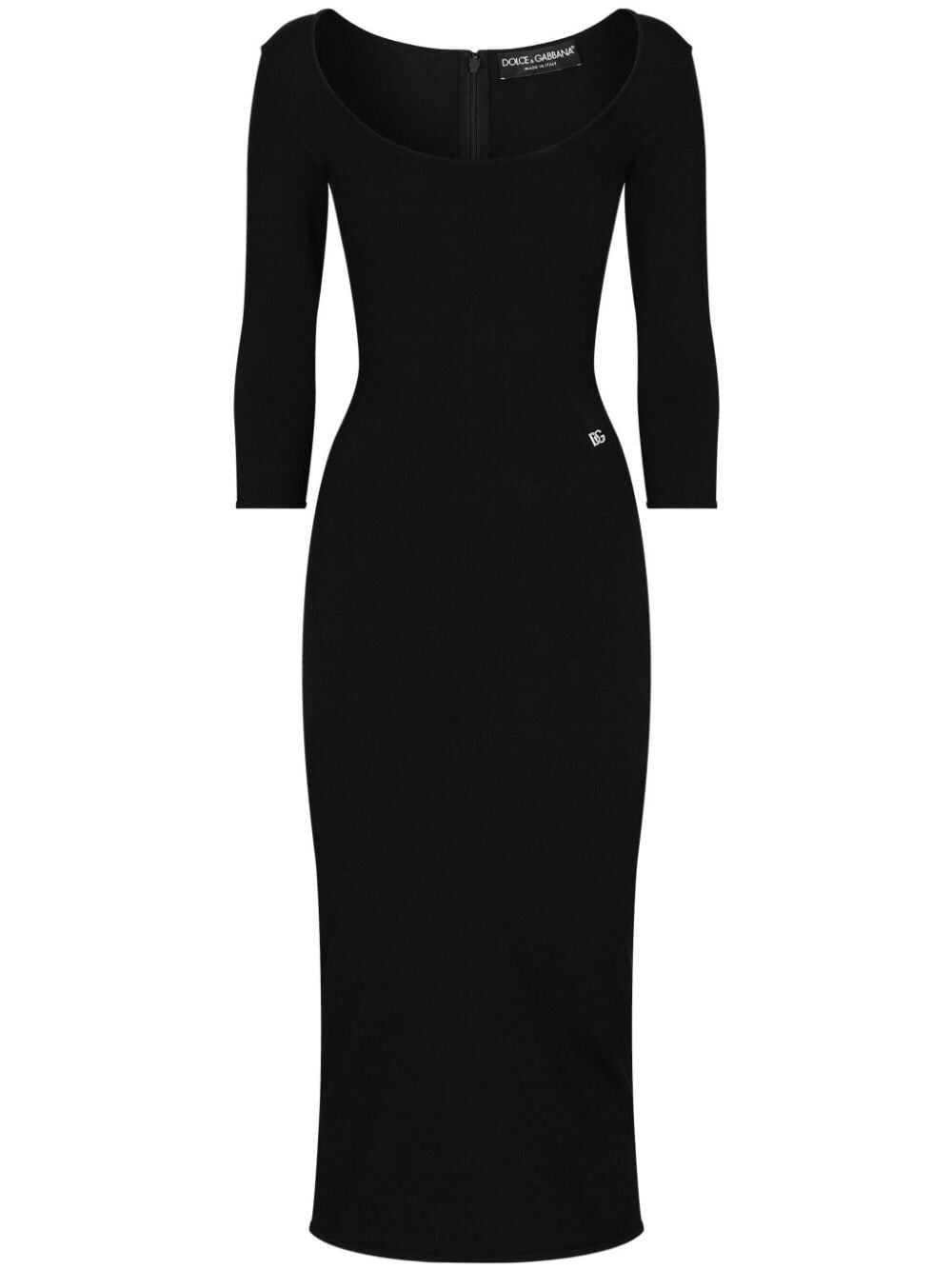 DOLCE & GABBANA Logo Plaque Midi Dress