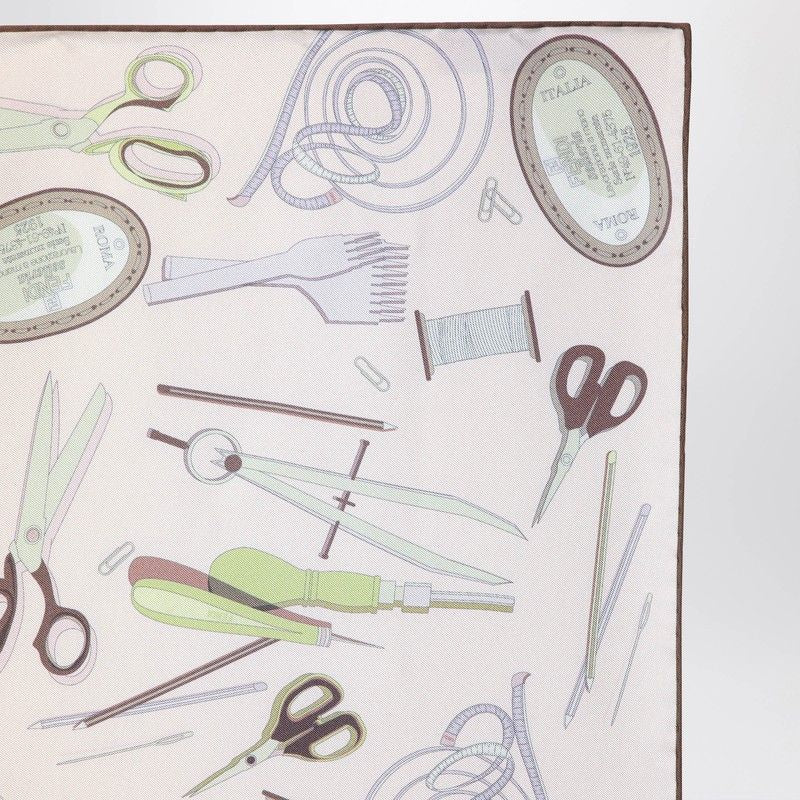 FENDI Silk Foulard in Twill with Multicolored Double-Face Print