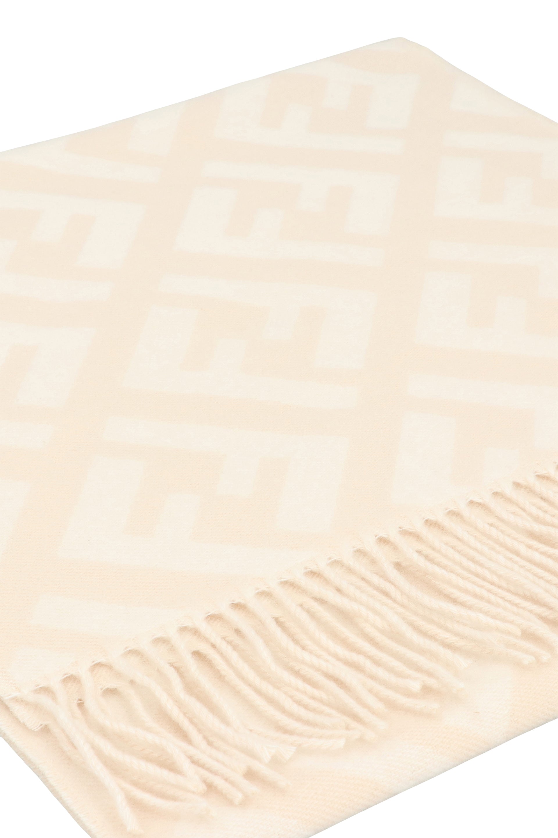 FENDI Cashmere FF Jacquard Scarf with Fringed Edges
