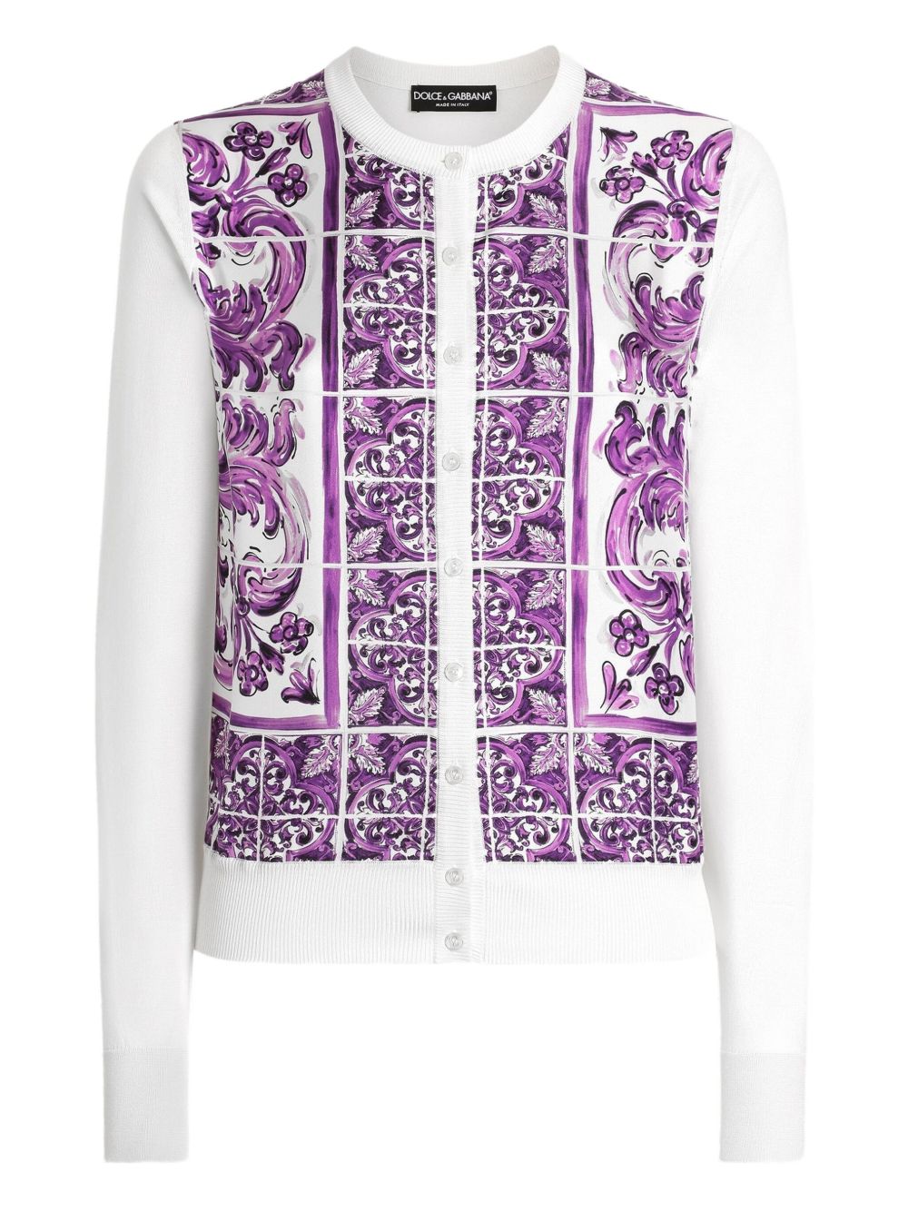 DOLCE & GABBANA Silk Graphic Print Cardigan for Women - FW25 Collection