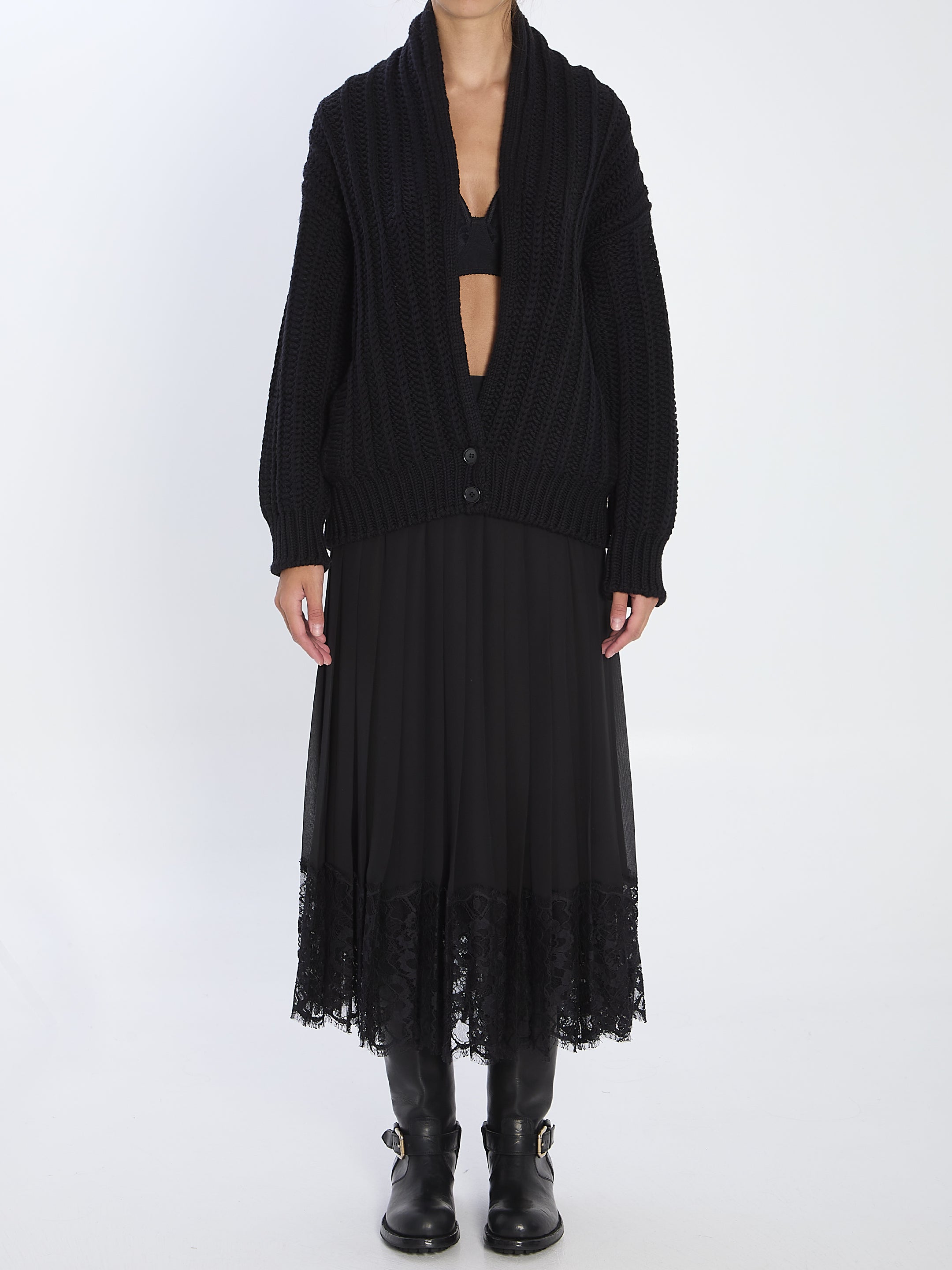 DOLCE & GABBANA Oversized Virgin Wool Cardigan - Size M