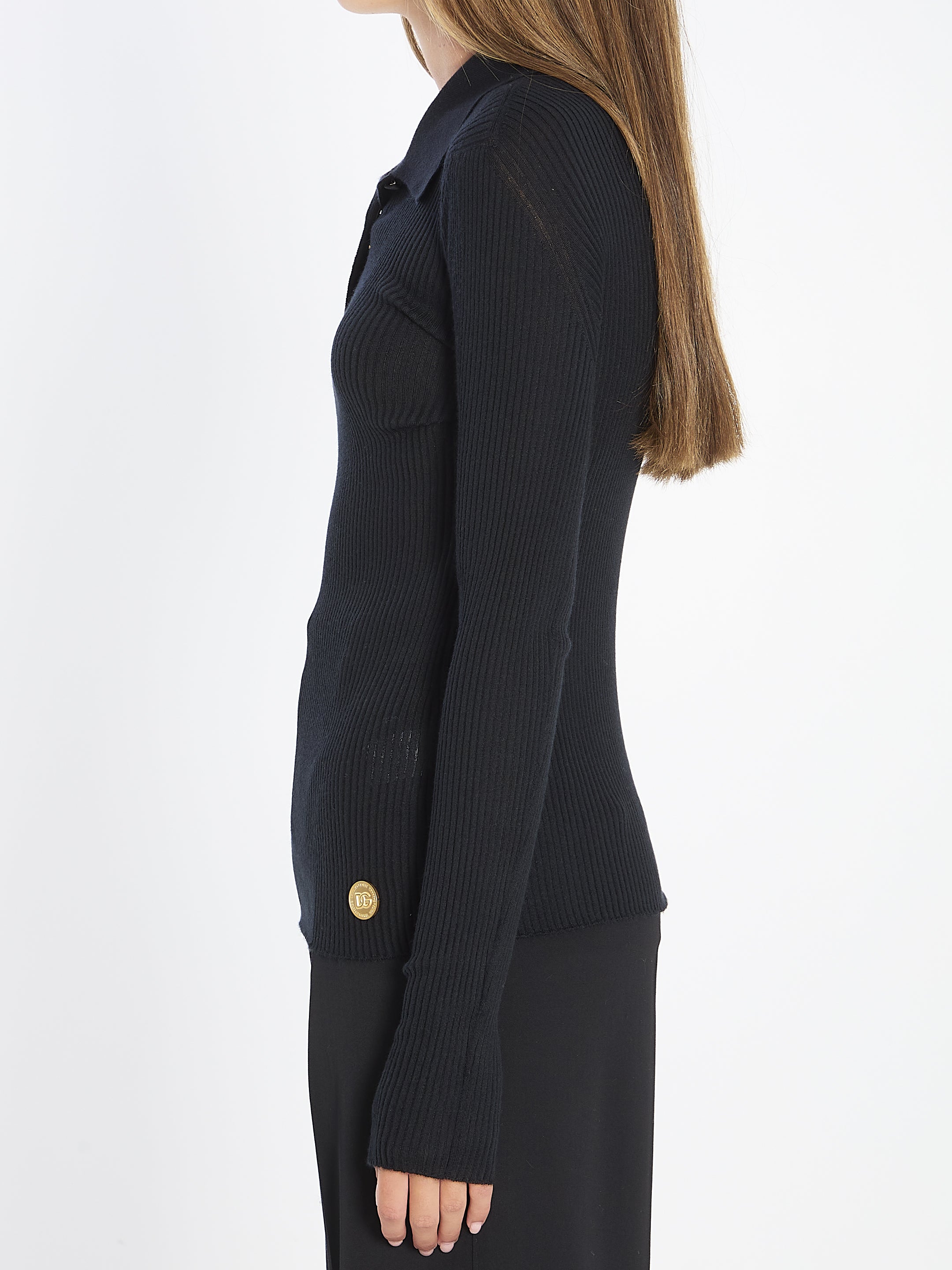 DOLCE & GABBANA Long Sleeve Polo Shirt - Size 42 IT