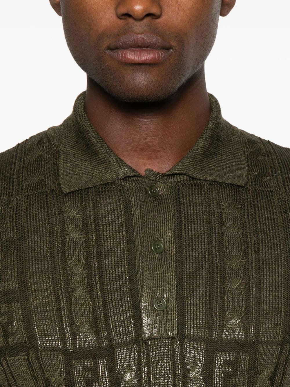 FENDI Men's Wool Knit Polo Shirt