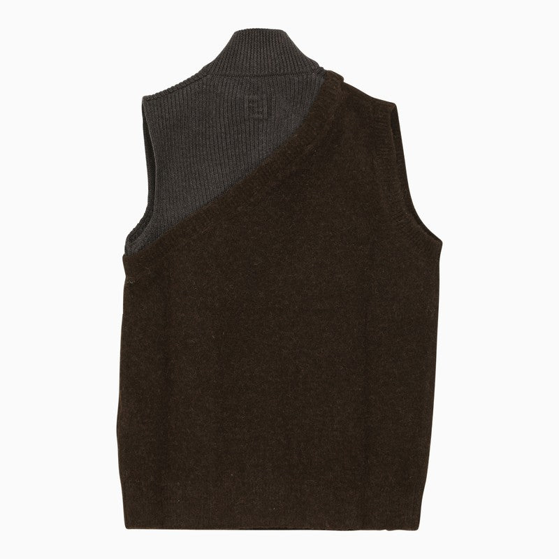 FENDI Two-Tone Stretch Wool Blend Vest for Men