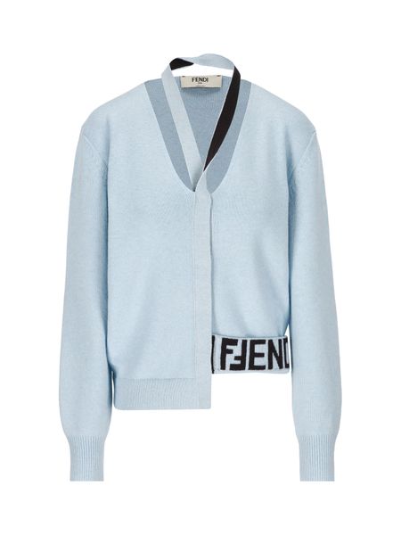 FENDI Stretch Wool Blend Cardigan - Women's FW23 Collection