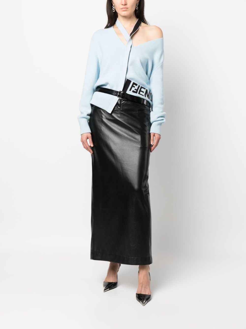 FENDI Cut-Out Intarsia-Logo Cardigan