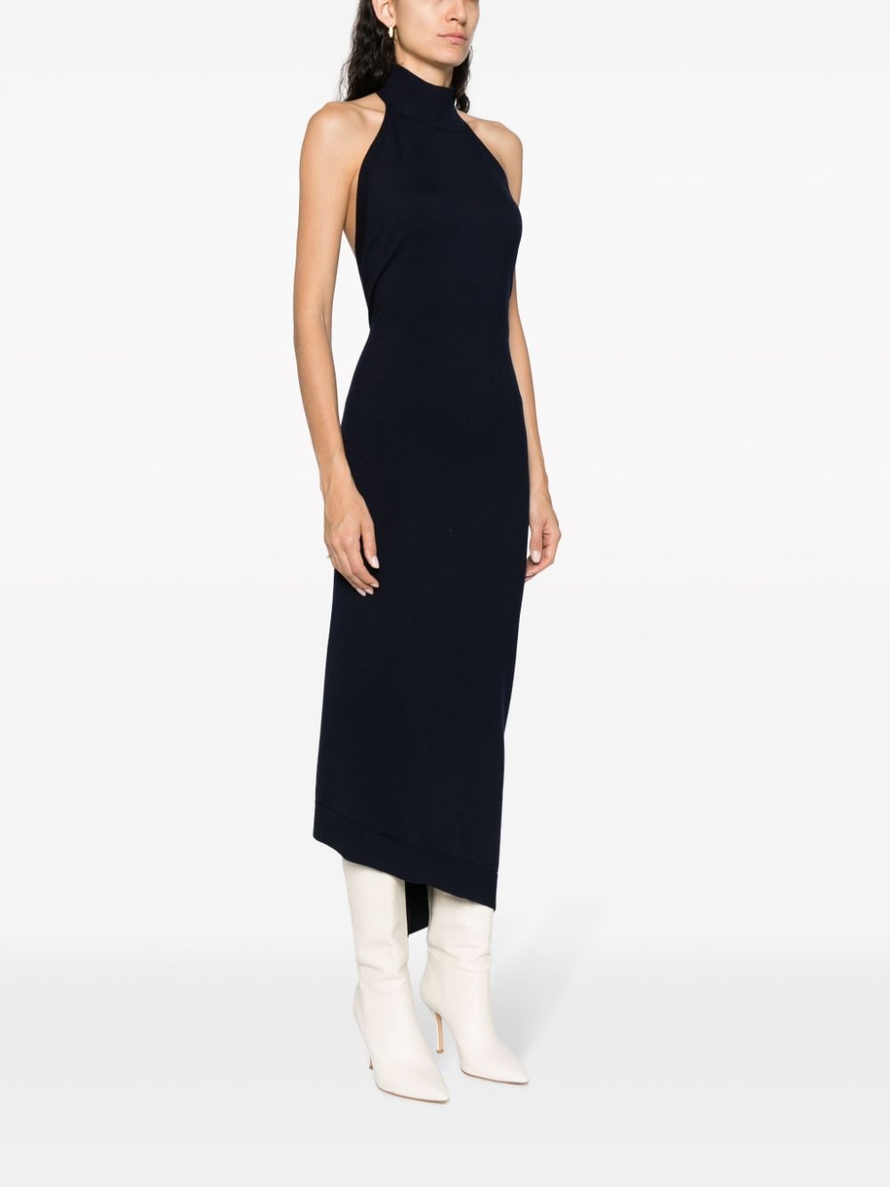 FENDI Wool Midi Dress with Asymmetric Hem