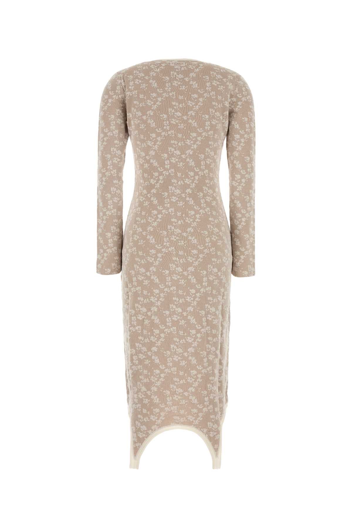 FENDI Embroidered Cotton Blend Mini Dress