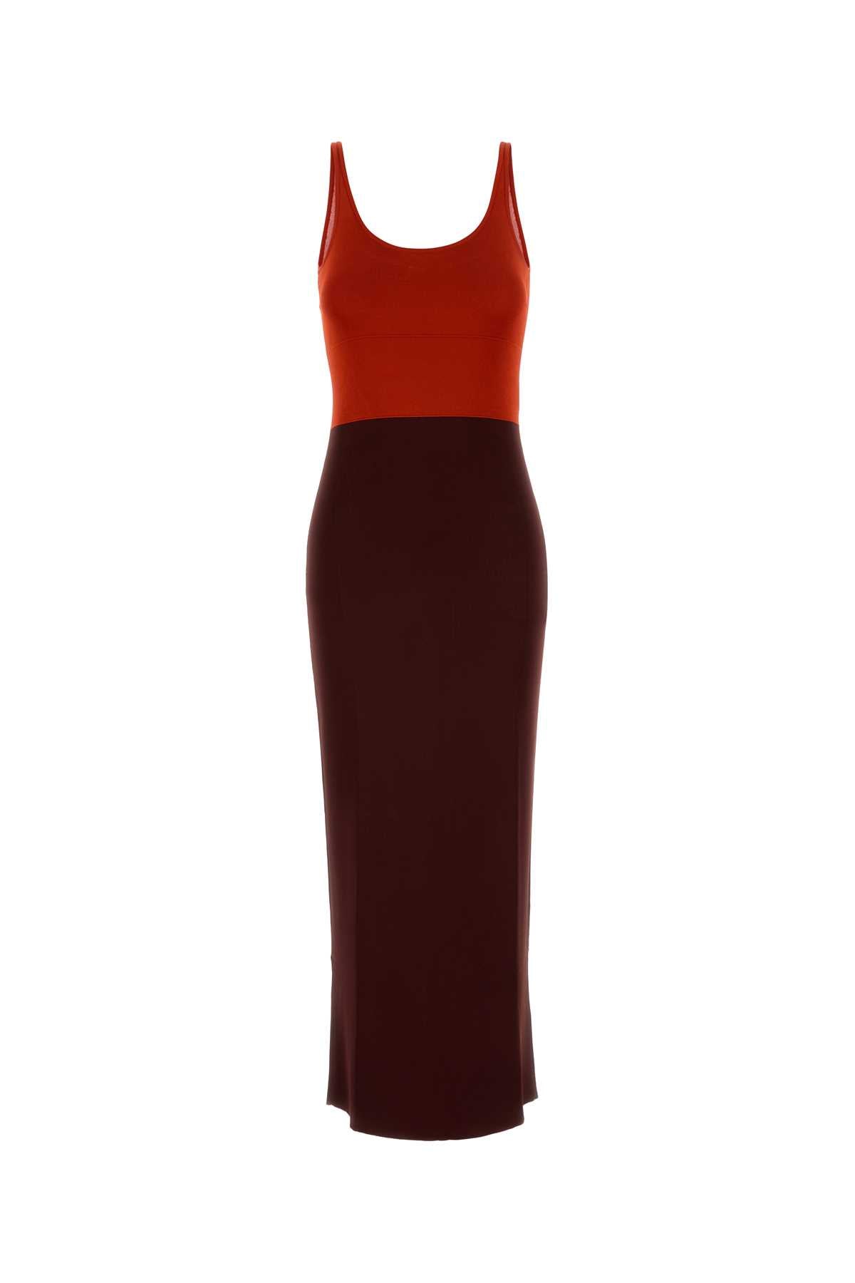 FENDI Two-Tone Viscose Blend Long Dress