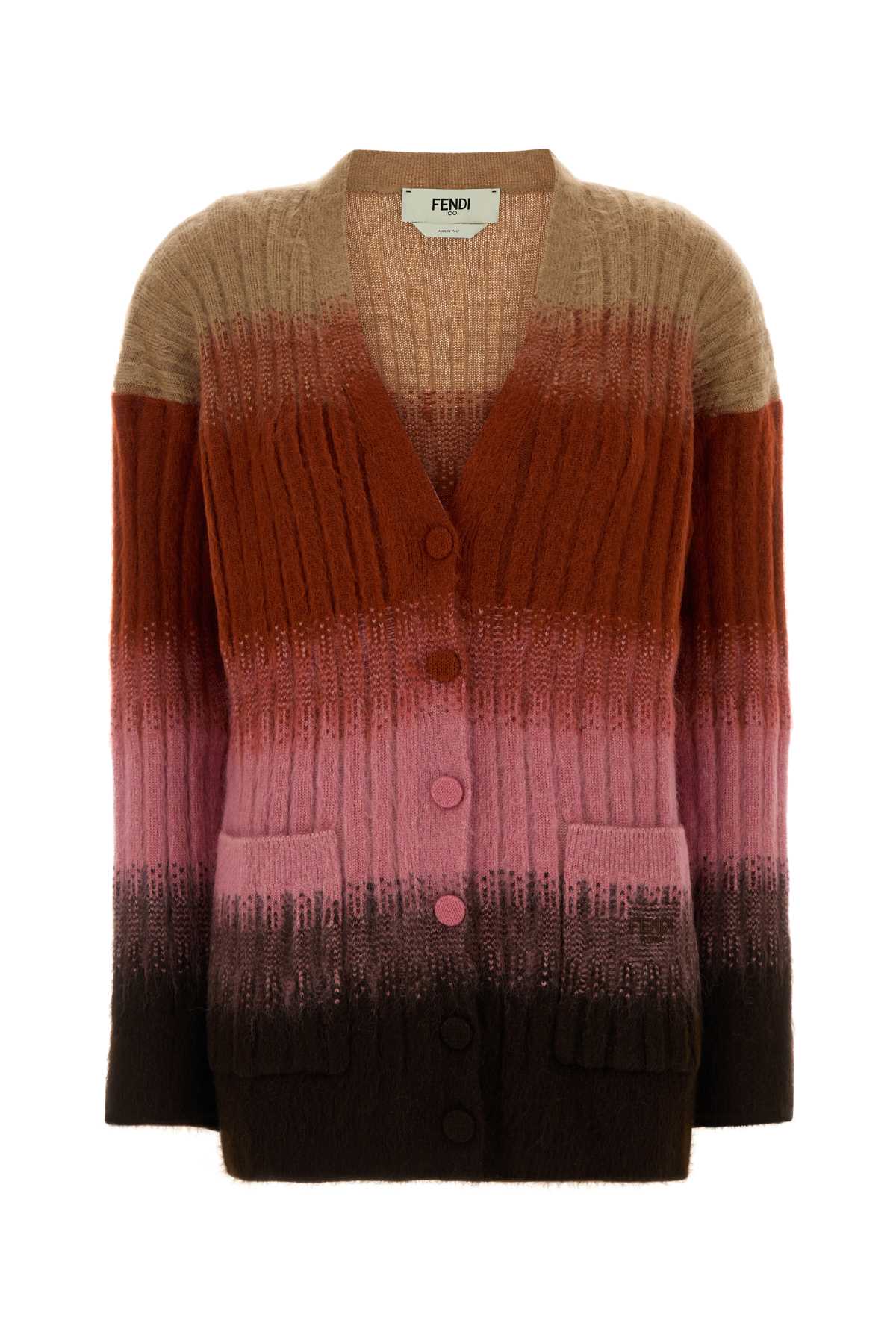 FENDI Multicolored Stretch Mohair Blend Cardigan