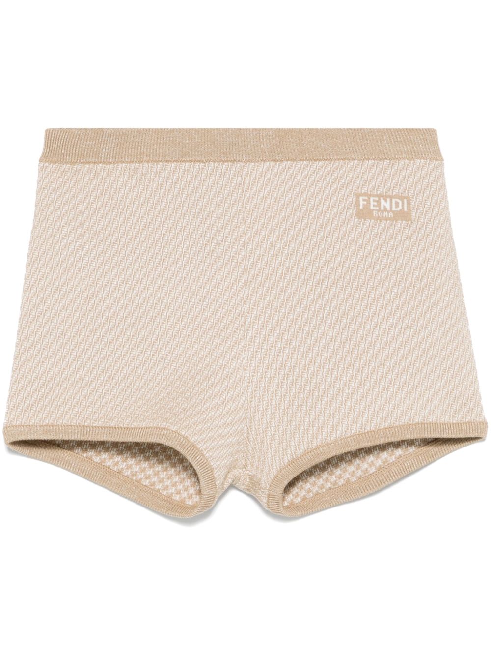 FENDI Wool Mini Shorts with Jacquard Logo