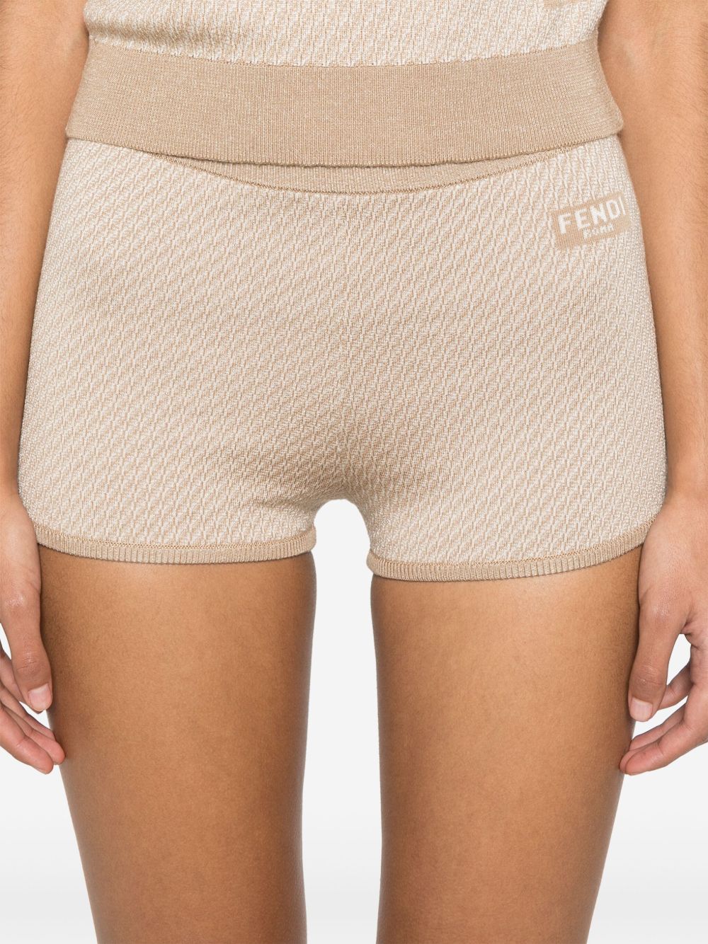 FENDI Wool Mini Shorts with Jacquard Logo