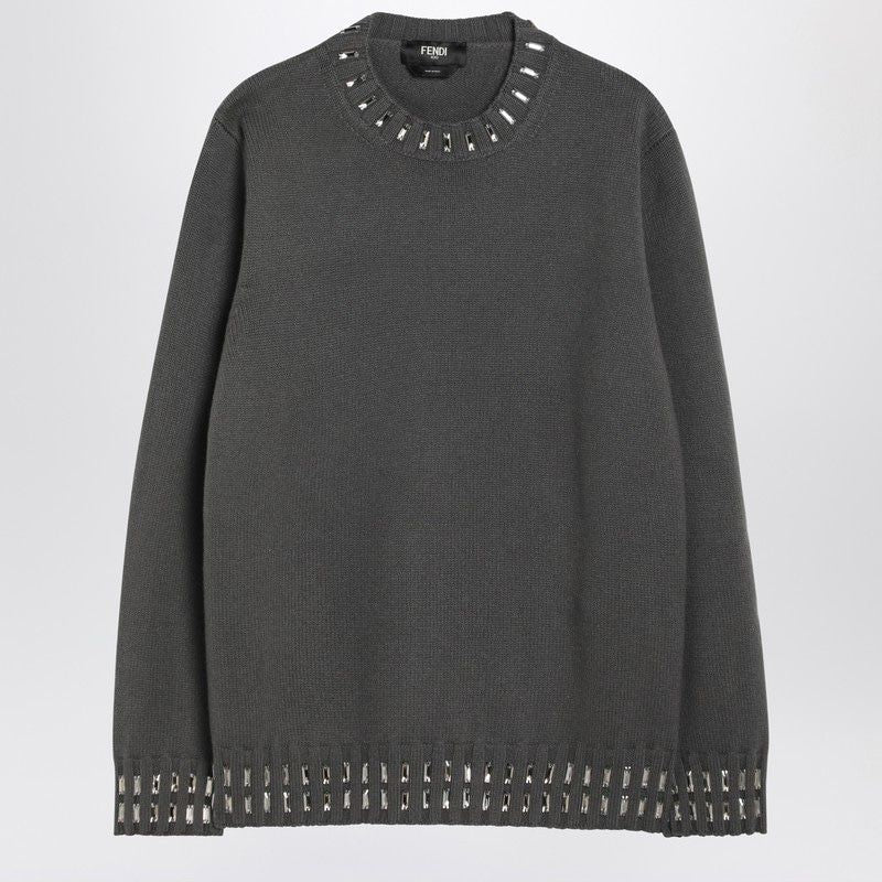 FENDI Regular-Fit Crew-Neck Pullover with Baguette Crystal Trim