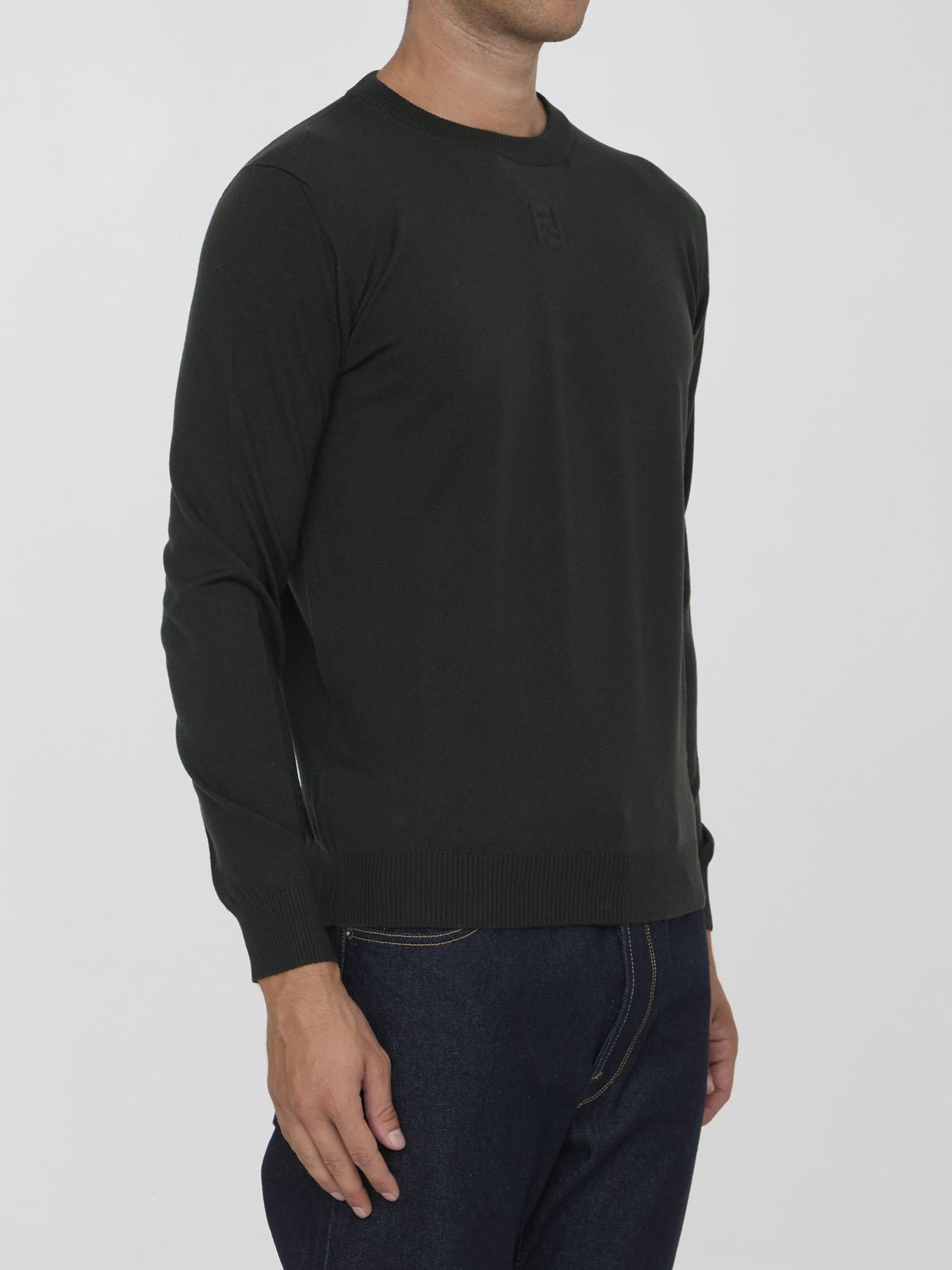 FENDI Stylish Wool Pullover with Embossed Detail - Regular Fit