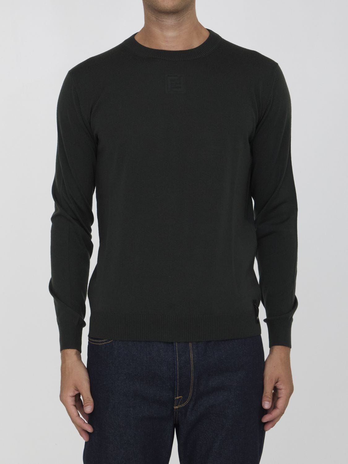 FENDI Stylish Wool Pullover with Embossed Detail - Regular Fit